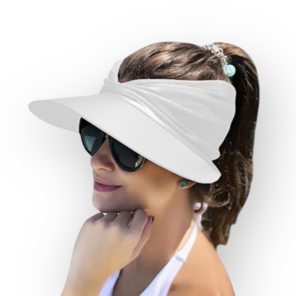 Women’s Sun Visor Beach Hat. Sun blocker Color:White OSFM Beach Summertime